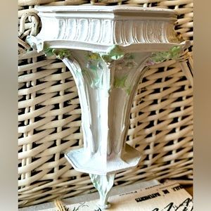 Vintage Hand Painted Elegant French Country Wall Shelf, Sage Green/Blue/Pink